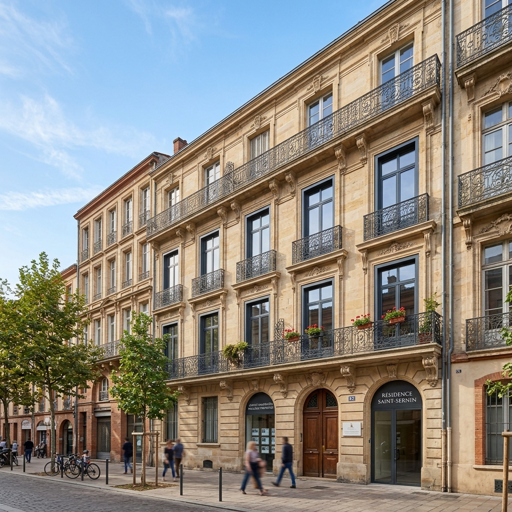 Immeuble d'appartements en briques à Toulouse